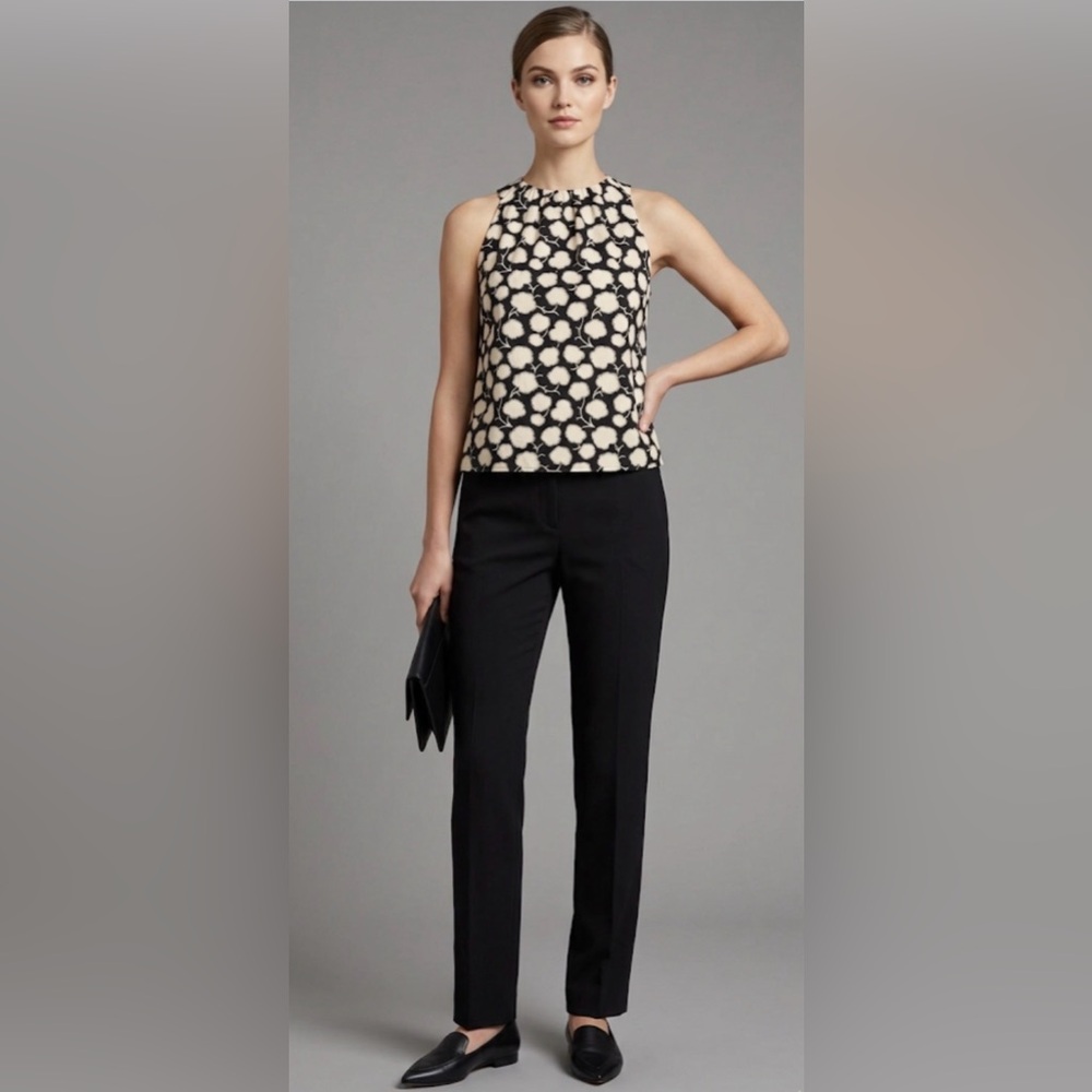 Sleeveless Black & Cream Polka Dot Shell Top